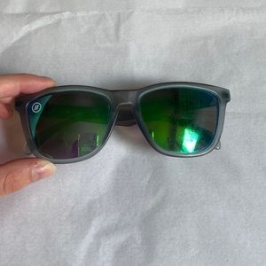 Gray and purple polarized sunglasses